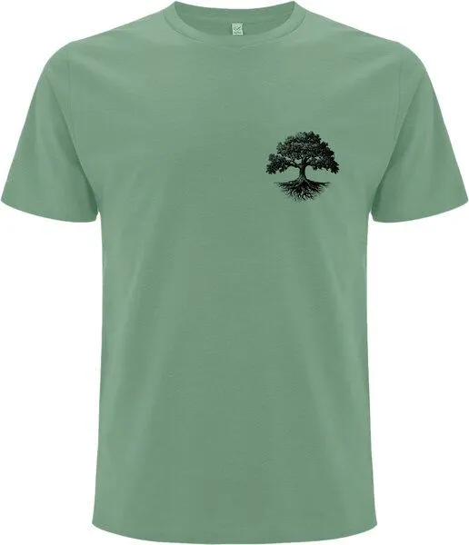 Spreecult Spreecult Kleiner Baum - Bio und Fair - Männer Unisex T-Shirt - Baumwurzel, Sage green, – Produktbild 3 von 3