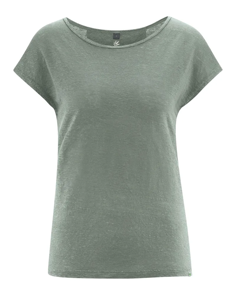 HempAge Hempage Damen vegan T-Shirt Regular Fit Thymiangrün, Grün, – Produktbild 1 von 2