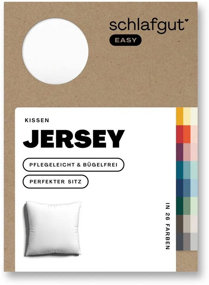 Schlafgut Schlafgut Kissenbezug EASY JERSEY Kissenhülle 100% Baumwolle, weicher Edel-Jersey, bügelfrei, (1 Stück), mit farblich angepasstem Reißverschluss, pflegeleicht, formstabil, Weiß, – Produktbild 3 von 5