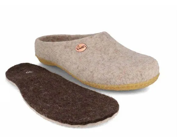 WoolFit WoolFit Filzpantoffeln „Classic“ mit Naturgummisohle mit weichen Filzeinlagen, Beige, – Produktbild 4 von 4