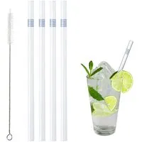Contento Contento Glastrinkhalm 21 cm lang, 4 Stück, "DRINK RELAX ENJOY", mit Bürste – Produktbild 1 von 1