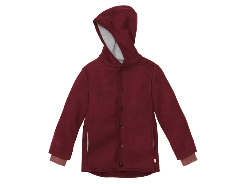 Disana Disana Kinder Jacke mit Kapuze Bio-Merinowolle Walk cassis Gr. 110/116, Lila, – Produktbild 1 von 1