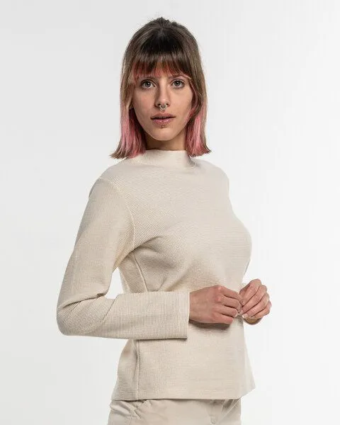 Alma & Lovis Alma & Lovis Turtleneck Glitzer-Shirt in Waffelpiqué aus Organic Cotton | Pearl Turtle, Nature (natur), – Produktbild 3 von 4