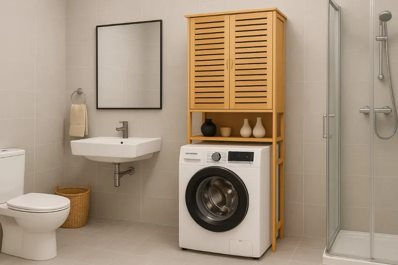 AD.CON Umbauschrank Waschmaschinenschrank Badschrank Regal mit Verstellbaren Regalböden – Produktbild 5 von 5