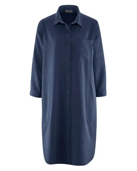 HempAge HempAge Hanf Tunika mit Polokragen, Navy, – Produktbild 1 von 2