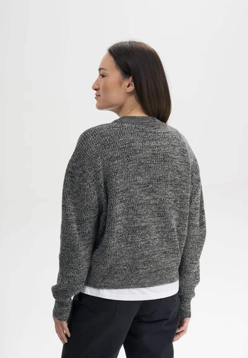 MELA MELA Damen vegan Strickpullover Mit Rippenmuster Adah In Schwarz Mit Pfefferflecken, Grau, – Produktbild 1 von 2