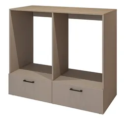 Lomadox Umbauschrank RISAN-83 beige greige Eiche Dekor 132 cm breit modern Metallgriffe Schubladen – Produktbild 1 von 1