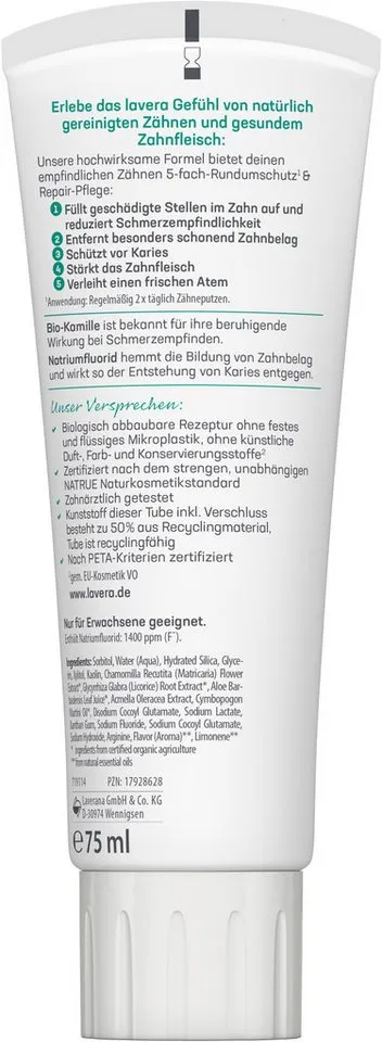 lavera lavera Basis Sensitive & Repair Zahncreme – Produktbild 5 von 5