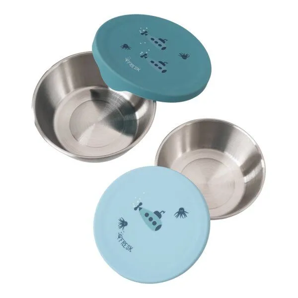 Fresk Snackbox-Set für Kinder – 2 Edelstahldosen mit Silikondeckel, Submarine, – Produktbild 2 von 3