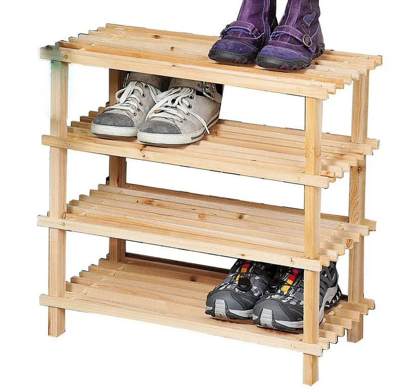 Kesper Kesper Schuhregal Schuhregal, Schuhschrank, Holzregal, Tannenholz hell FSC, 4 stöckig – Produktbild 3 von 5