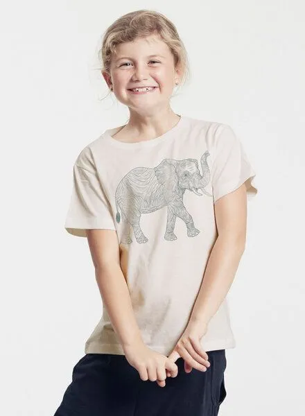 Peaces.bio - handbedruckte Biomode Peaces.bio - handbedruckte Biomode Bio-Kinder T-Shirt "Babyelefant", Natur, – Produktbild 2 von 3