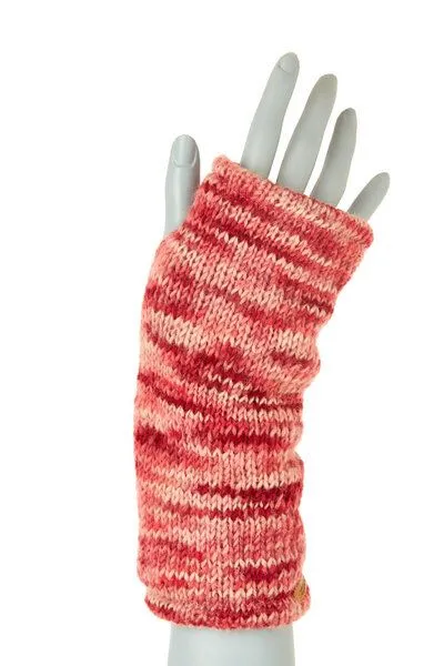 short'n'pietz short'n'pietz Schurwollhandstulpen gestreift, handgestrickt, Pink rosa, – Produktbild 1 von 3