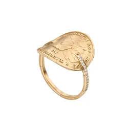 Maren Jewellery Wild Flowers Münz Ring - 58 / 18K Gelbgold & Labordiamanten – Produktbild 1 von 1