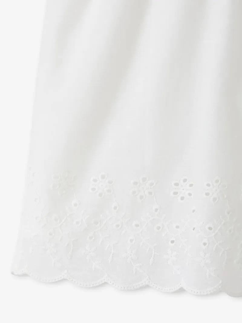 Vertbaudet Kurzer Mädchen Jumpsuit mit Stickerei und Volants, Weiß, – Produktbild 4 von 4