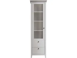 Vitrine "Solvita" mit Glastür, 2 SL, B 58 x T 40 x H 200 cm, Kiefer weiß – Produktbild 1 von 1
