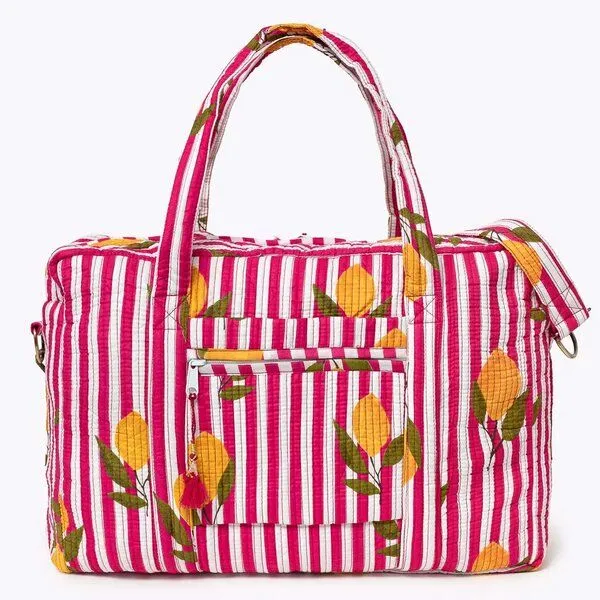 KIKOONI KIKOONI handgefertigte große Reisetasche TRAVELER BAG, Twisted lemon pink, – Produktbild 3 von 4