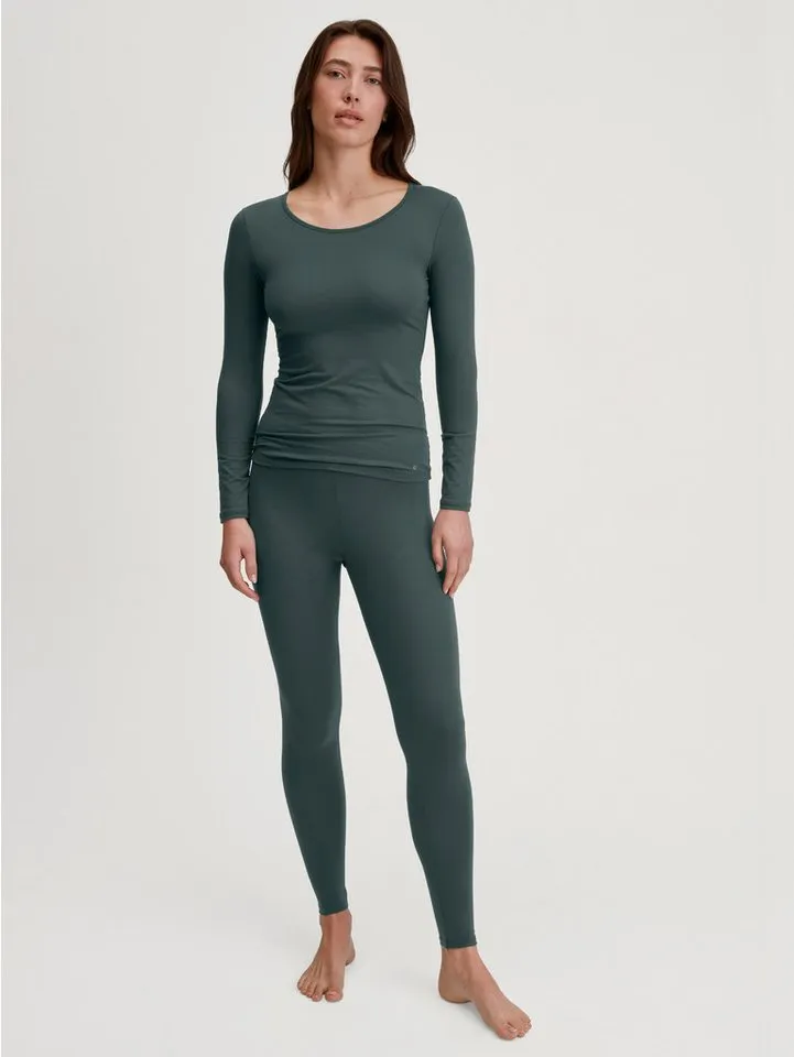 CALIDA CALIDA Langarmshirt Natural Comfort elastisch, weich, langärmelig, Rundhals-Ausschnitt, atmungsaktiv, Grün, – Produktbild 5 von 5