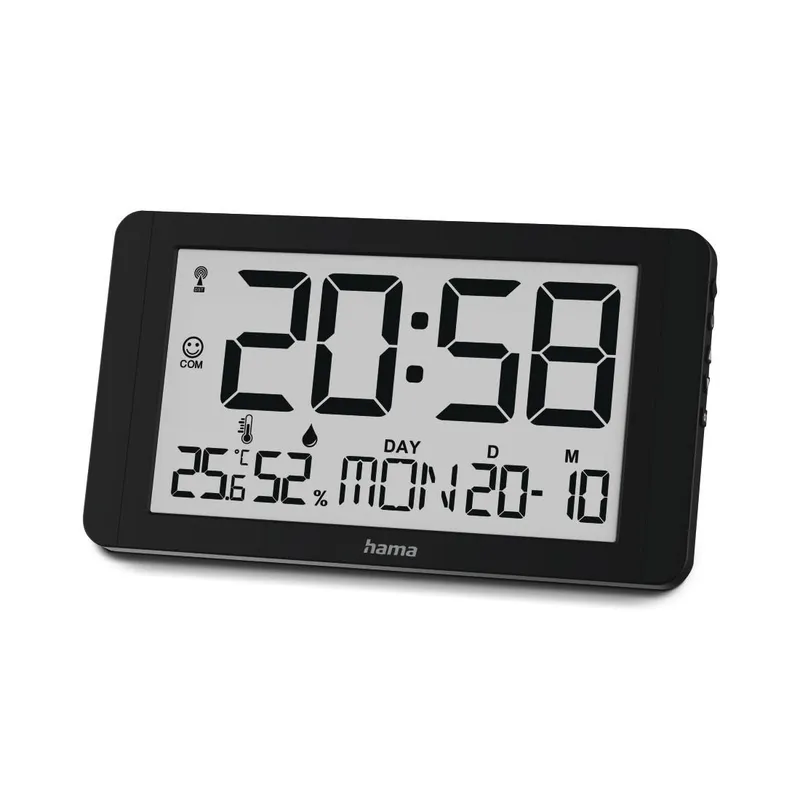 Hama Hama Digitale Wanduhr "Kuba", Funkuhr mit Thermometer/Hygrometer, Schwarz, – Produktbild 4 von 4
