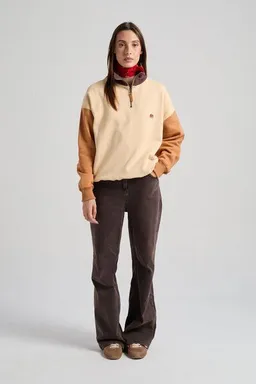 Trendsplant Trendsplant Women's Color Block Quarter Zip Sweatshirt Gray Sand – Produktbild 1 von 1