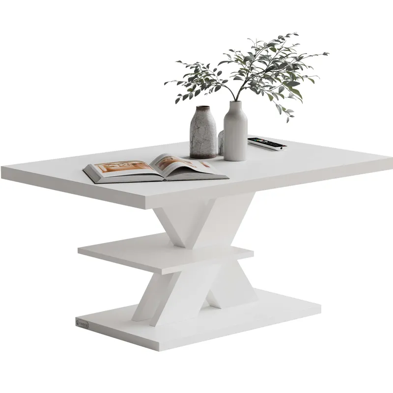 Casaria® Couchtisch Detroit Weiß 90x60x45cm – Produktbild 1 von 2