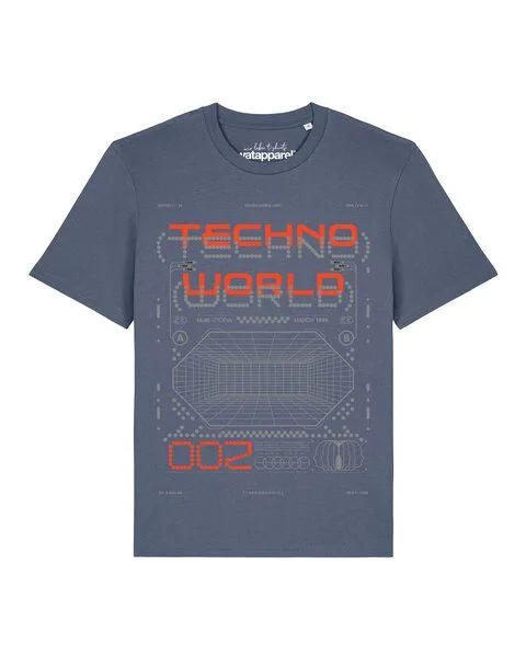 watapparel watapparel T-Shirt Unisex Technoworld, Blue grey, – Produktbild 1 von 2