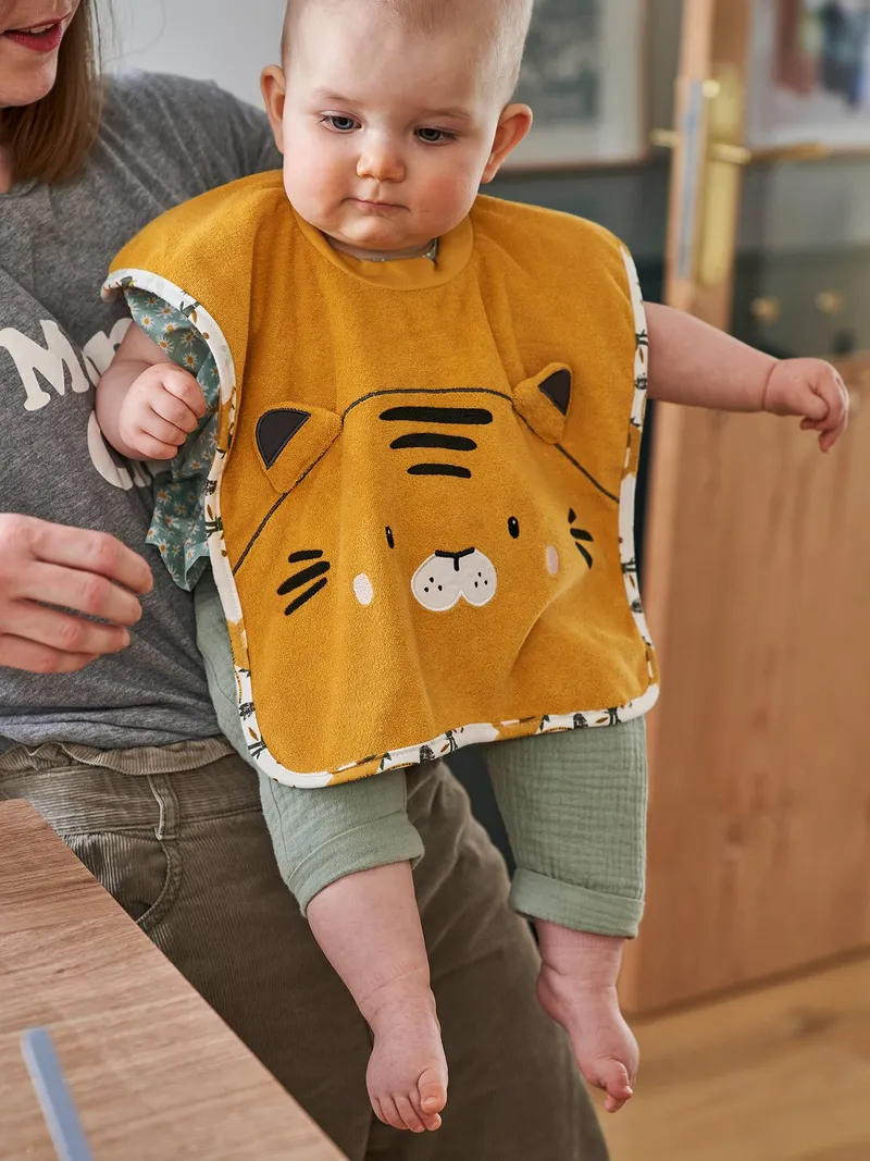 Vertbaudet Großes Baby Lätzchen, Senfgelb/tiger, – Produktbild 2 von 4
