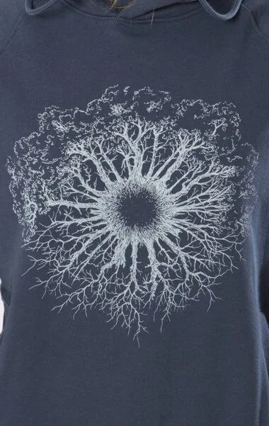 Life-Tree Life-Tree Hoodie aus Biobaumwolle Fairwear für Damen "WoodenIris", Blau, – Produktbild 4 von 4