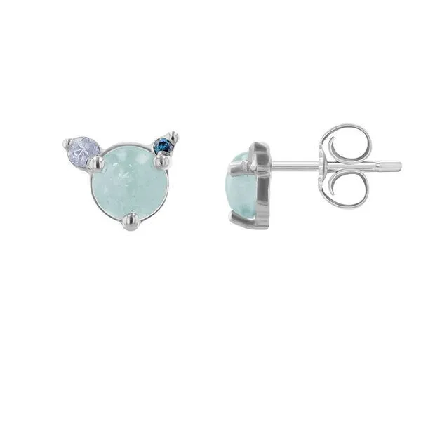 Eppi Eppi Ohrstecker mit Aquamarin, Mondstein und blauem Diamanten Turgay, Weiss, – Produktbild 1 von 2
