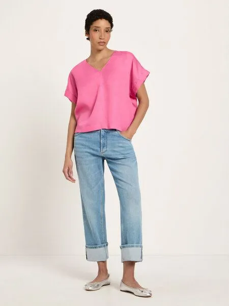 LANIUS LANIUS Blusenshirt aus Tencel Lyocell, Pink (bright orchid), – Produktbild 2 von 4