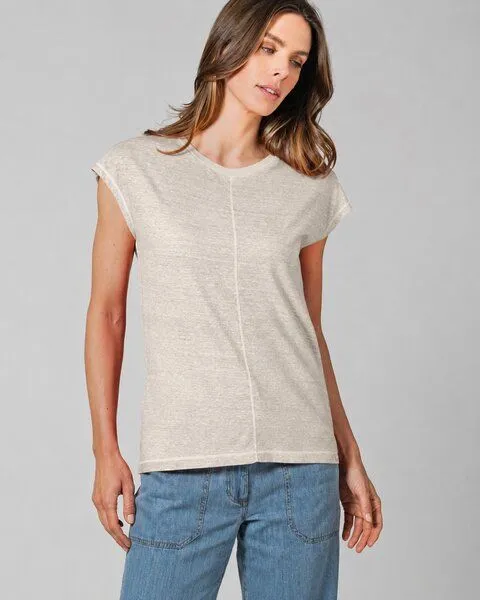 HempAge HempAge Ärmelloses Damen-Shirt mit Wascheffekt Hanf/Biobaumwolle, Distel (beige), – Produktbild 2 von 4