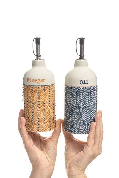 Tranquillo Tranquillo Essig- & Ölflasche MIIX'N'MATCH – Steinzeug & Edelstahl, Orange, – Produktbild 2 von 3