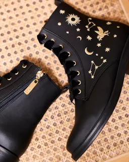 Minuit Sur Terre Minuit Sur Terre Damen vegan Stiefel Galaxie Astro Schwarz – Produktbild 1 von 1