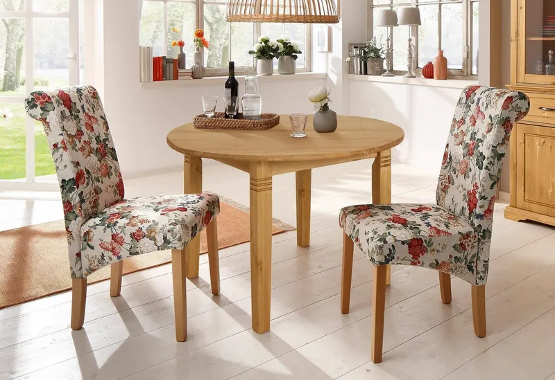 OTTO home Esstisch Danuta, Tisch, Speisetisch, aus massiver Kiefer, runde Ausführung, Beige, – Produktbild 2 von 5