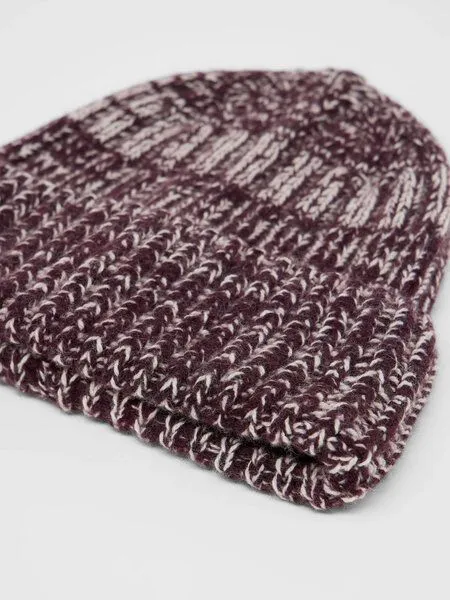 LANIUS LANIUS Strickmütze aus Bio-Schurwolle und Bio-Baumwolle, Bordeaux/ off white, – Produktbild 4 von 4