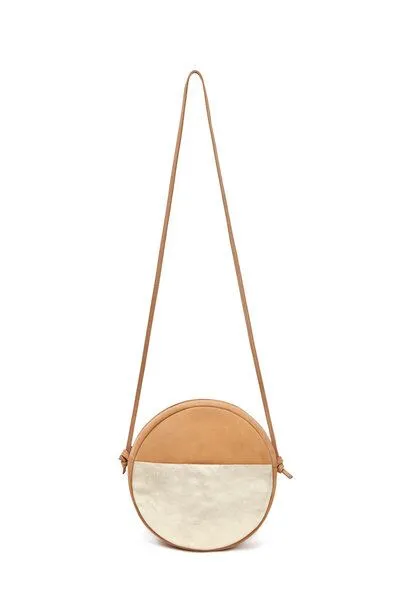 ELEKTROPULLI Runde Schultertasche RUT aus Leder von ElektroPulli, Braun / gold, – Produktbild 1 von 1