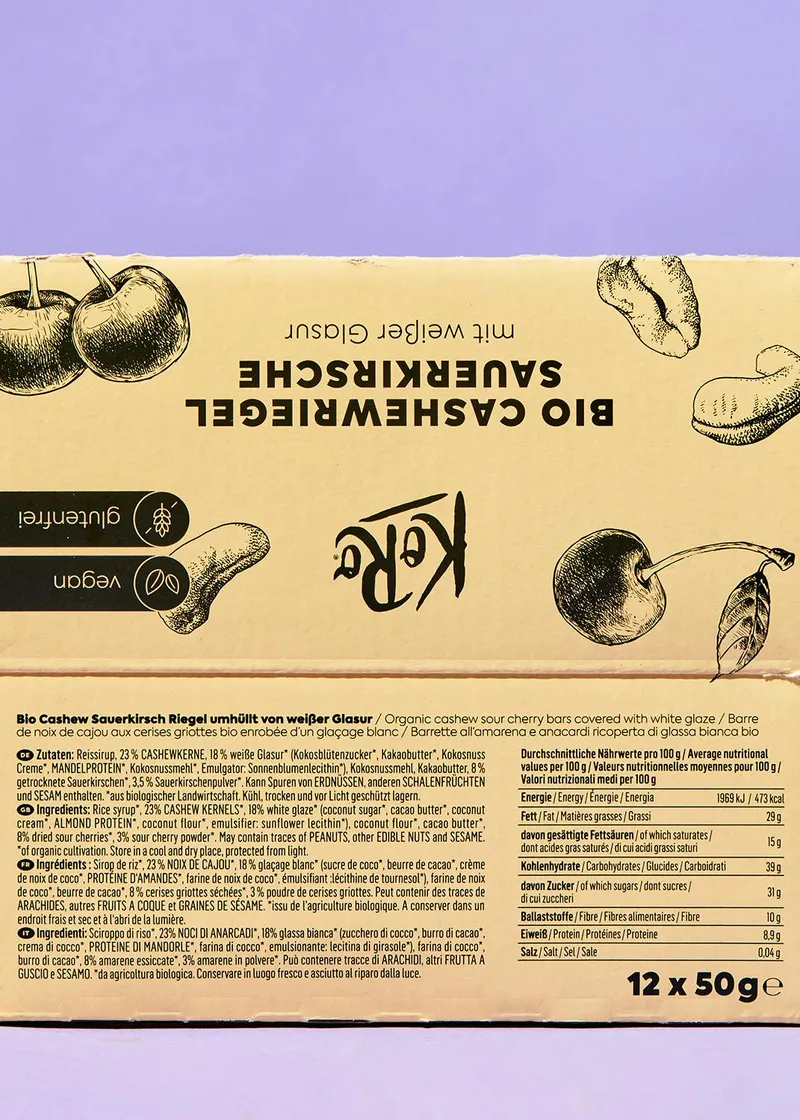 KoRo Bio Cashewriegel Sauerkirsche | 12 x 50 g – Produktbild 3 von 5