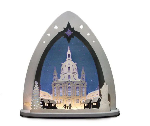Weigla® Holzkunst Weigla® Holzkunst Moderne LED Lichterspitze Schwibbogen "Dresdner Frauenkirche" traumhaft aus dem Erzgebirge – Produktbild 2 von 3