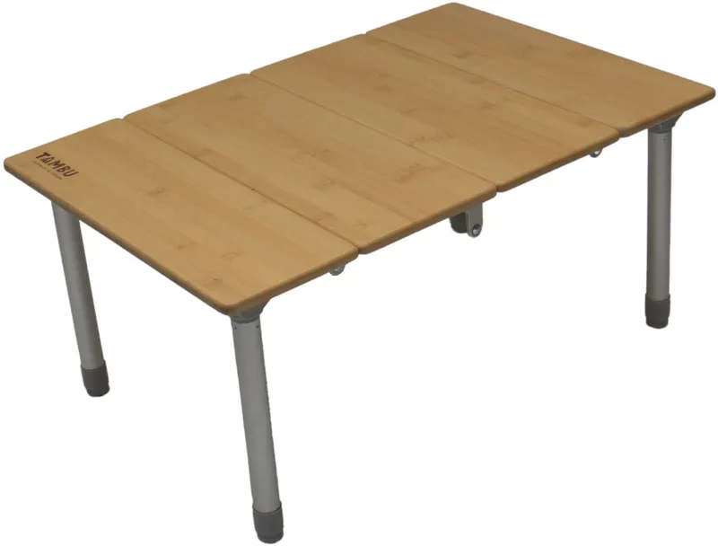 Tambu Tambu Tebo Campingtisch höhenverstellbar aus recyceltem Polyester 60 x 40 cm, Hellbraun, – Produktbild 2 von 2