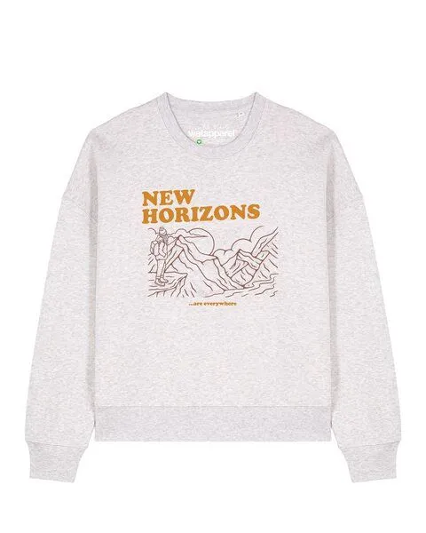 watapparel watapparel Sweatshirt Frauen New horizons are everywhere, Cool heather grey, – Produktbild 1 von 2