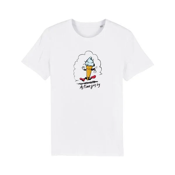 Spangeltangel Spangeltangel T-Shirt "Eis", T-Shirt, Bio-Baumwolle, Eiswaffel, Unisex, Sommer, Weiß, – Produktbild 1 von 2