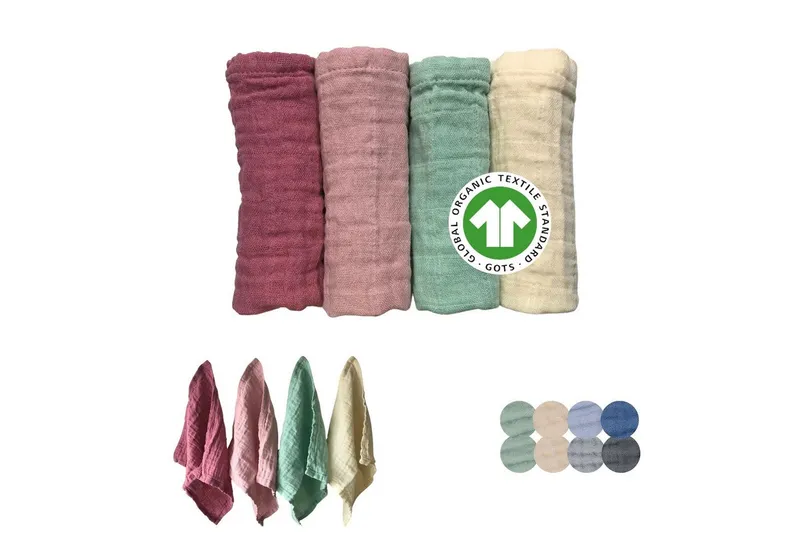 furora BABY furora BABY Spucktuch Baby Mulltücher Sets (Bio-Musselin: super soft) 80x80cm oder 25x25cm, Sehr weich, Rosa, – Produktbild 6 von 8