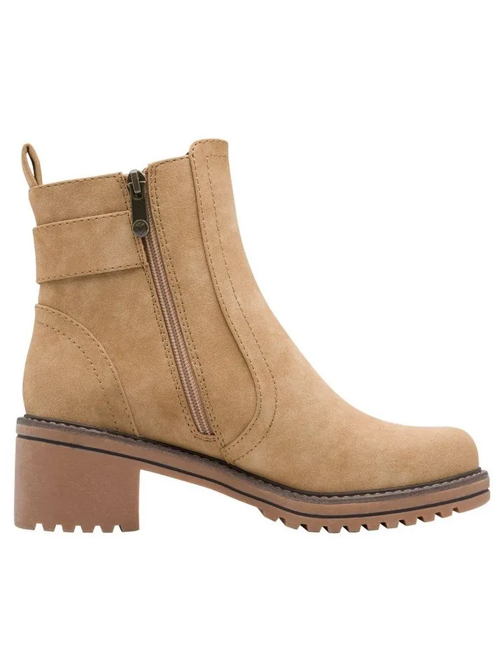 Marco Tozzi Marco Tozzi Vegan, MT FEEL ME mit Blockabsatz Blockabsatz Stiefelette Vegan, Beige, – Produktbild 3 von 4