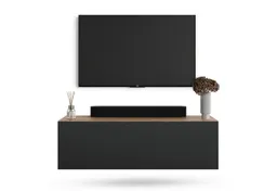 Planetmöbel TV-Schrank West TV-Board, Fernsehtisch 100 cm lang, TV-Lowboard (für Fernseher bis 55 Zoll, TV Schrank viel Stauraum, 1-St., sideboard hängend, Fernsehschrank 100 x 30 x 37,5 cm) gold eiche – Produktbild 1 von 1