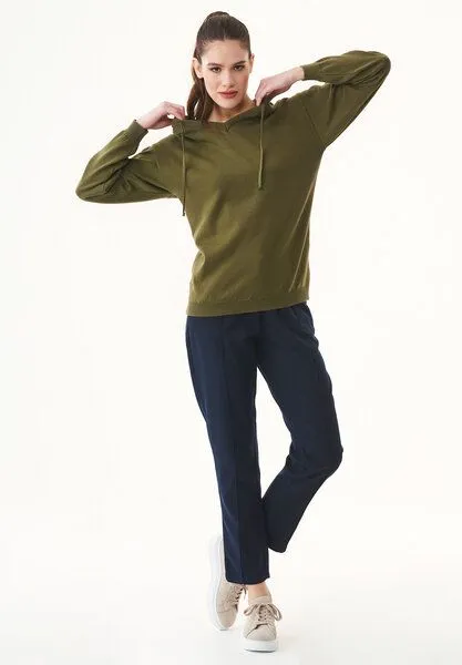 ORGANICATION ORGANICATION Feinstrick-Hoodie aus Bio-Baumwolle, Khaki, – Produktbild 2 von 4