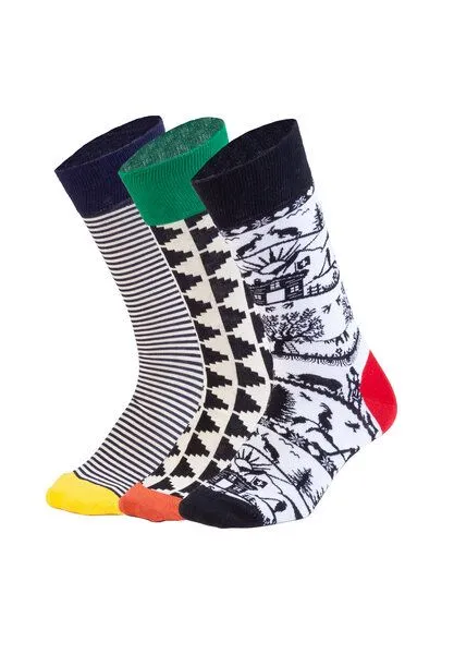 DillySocks DillySocks Socken „Swiss Outline“, Baige,weiss,schwarz,grau, – Produktbild 1 von 4