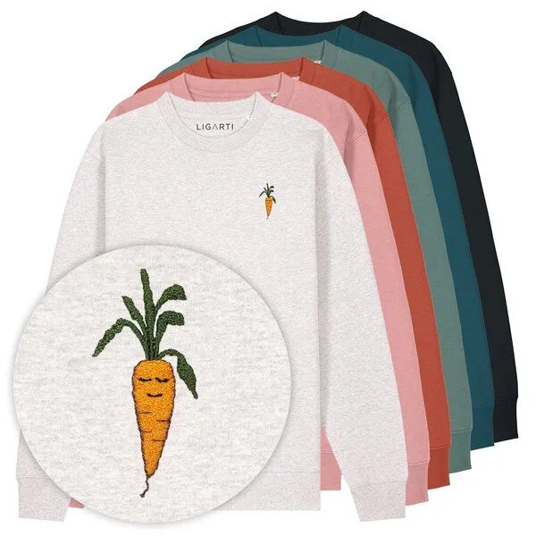 LIGARTI Bestickter Pullover – Karotte – LIGARTI Tiermanufaktur, Senfgelb, – Produktbild 2 von 2