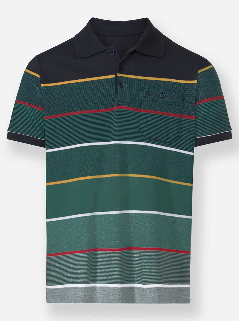 marco donati Kurzarmshirt marine-grün-gestreift, Marine-grün-gestreift, – Produktbild 1 von 2