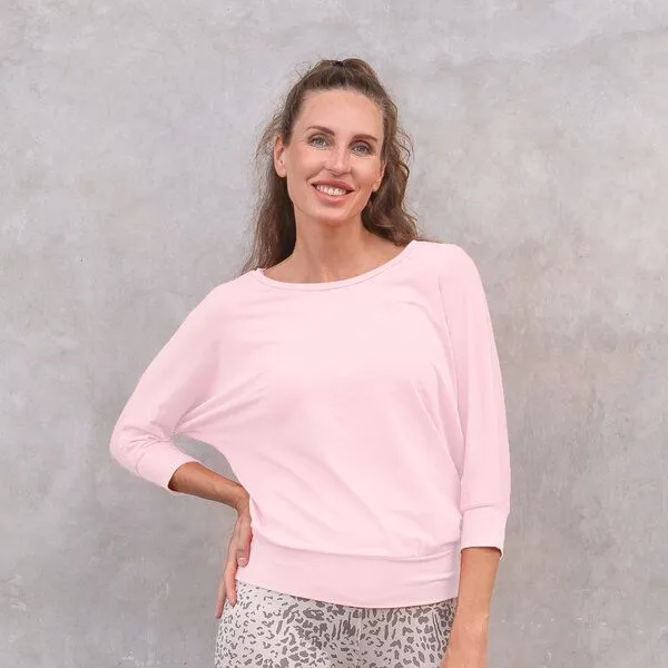 Jaya Jaya SHIRLEY - Damen - lockeres 3/4 Shirt für Yoga und Freizeit aus Biobaumwolle, Lightrose/rosa, – Produktbild 1 von 1