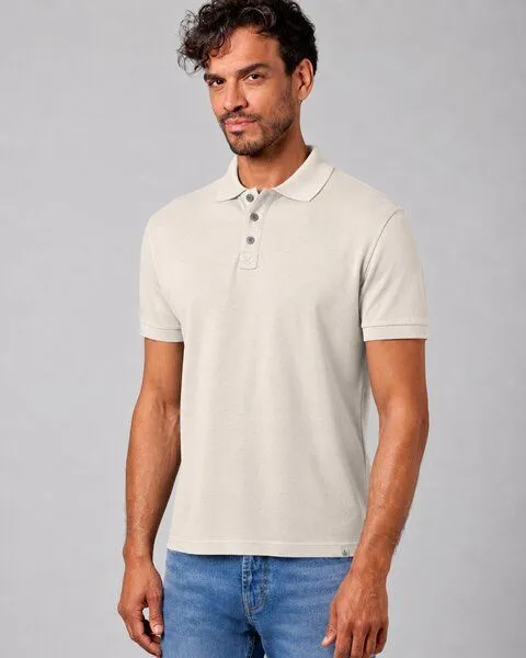 HempAge HempAge Herren Poloshirt Hanf/Biobaumwolle, Distel(beige), – Produktbild 2 von 4
