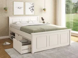 OTTO home Stauraumbett SVEA – Landhausstil, Massivholz-Kiefer & Lattenrost inklusive (Liegefläche 180x200cm+ 140x200cm), 2 Schubladen + offene Fächer, FSC® zertifiziert, Made in Europe – Produktbild 1 von 1